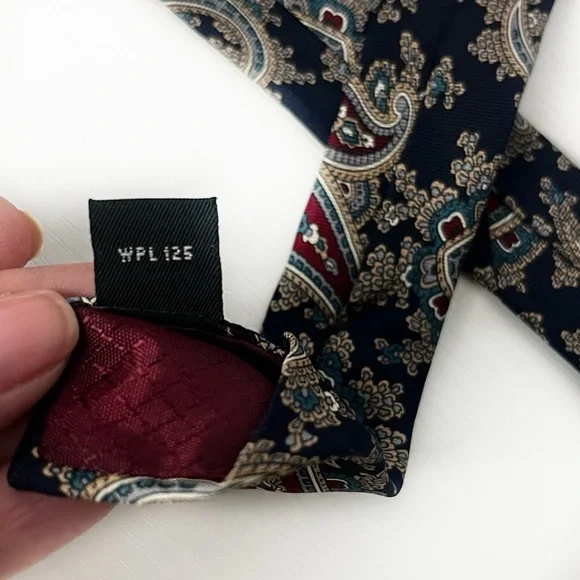 Dior Navy and Burgundy Paisley Tie - Picture 2 of 7